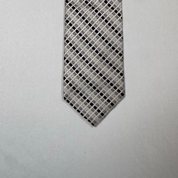Jos. A. Bank Men’s Executive Collection Silk Necktie Gray Geometric Tie Classic - Picture 3 of 8